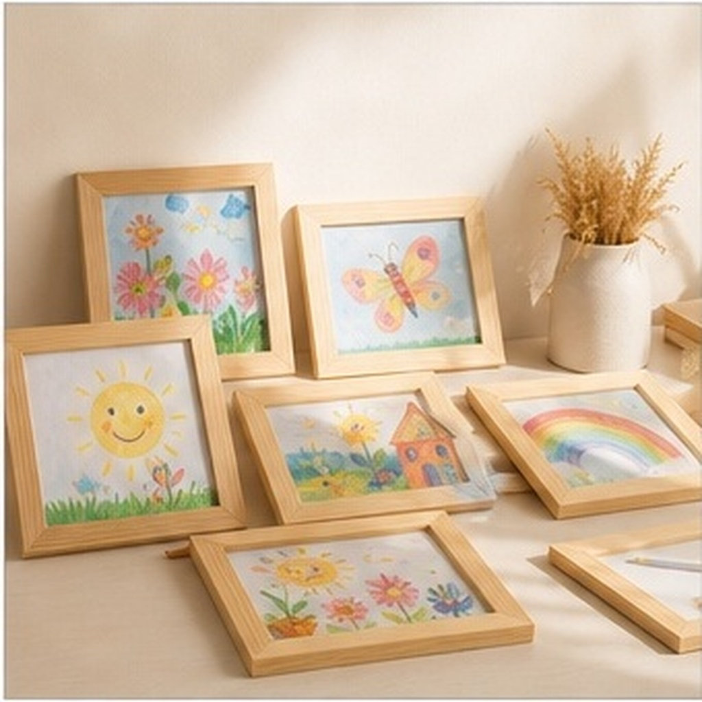 6Pcs Solid Wood DIY Blank Pict - Art And Craft For Nursery ulasan dan harga